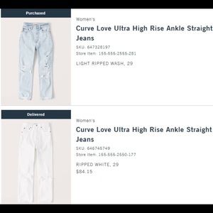 Abercrombie Curve Love Ultra High Rise Ankle Straight Jeans - Size 29